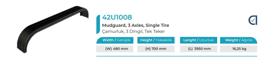 CAMURLUK 480 X 700 X 3950 MM PILOT ÜC DINGIL AYMEKS